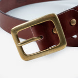 Iron Heart | IHB-11-BRN | Heavy Duty "Tochigi" Leather Belt | Brass Garrison Buckle | Brown