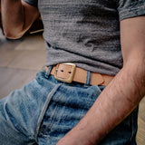Iron Heart | IHB-11-NAT | Heavy Duty "Tochigi" Leather Belt | Brass Garrison Buckle | Natural