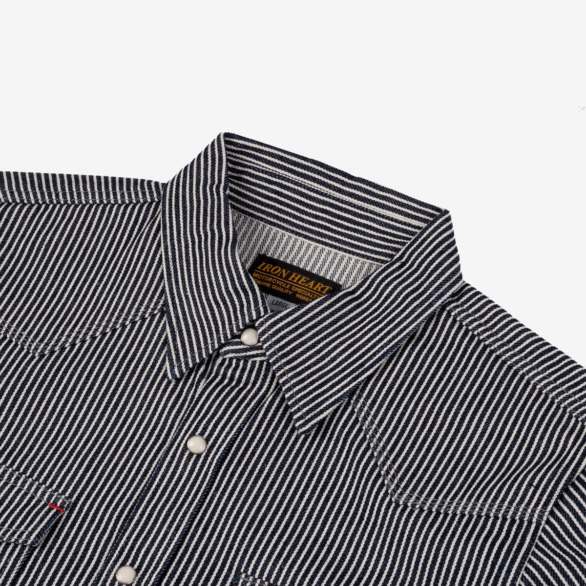 Iron Heart | IHSH-07-IND | 12oz Hickory Stripe Western Shirt | Indigo
