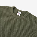 Iron Heart | IHTL-1301-OLV | Waffle Knit Long Sleeved Crew Neck Thermal Top | Olive