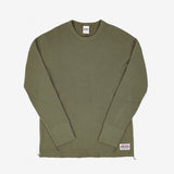Iron Heart | IHTL-1301-OLV | Waffle Knit Long Sleeved Crew Neck Thermal Top | Olive