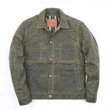Freenote | RJ-1 Olive | Riders jacket | Waxed canvas | blue lining | Olive