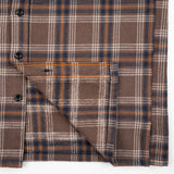 Iron Heart |  IHSH-430-BRN | Slubby Heavy Flannel Check Work Overshirt | Brown