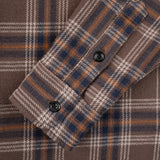 Iron Heart |  IHSH-430-BRN | Slubby Heavy Flannel Check Work Overshirt | Brown