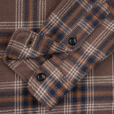 Iron Heart |  IHSH-430-BRN | Slubby Heavy Flannel Check Work Overshirt | Brown