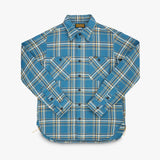 Iron Heart | IHSH-435-BLU | Ultra Heavy Flannel American Check Work Shirt | Blue