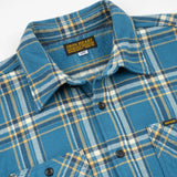 Iron Heart | IHSH-435-BLU | Ultra Heavy Flannel American Check Work Shirt | Blue