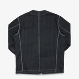 Iron Heart | IHJ-158-BLK | 10.5oz Herringbone Collarless Chore Jacket | Black Overdyed Black