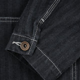 Iron Heart | IHJ-158-BLK | 10.5oz Herringbone Collarless Chore Jacket | Black Overdyed Black