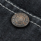 Iron Heart | IHJ-158-BLK | 10.5oz Herringbone Collarless Chore Jacket | Black Overdyed Black