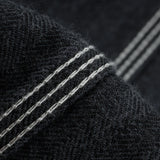 Iron Heart | IHJ-158-BLK | 10.5oz Herringbone Collarless Chore Jacket | Black Overdyed Black