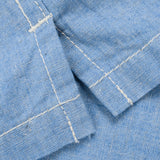 Iron Heart | IHSH-447-SAX | 5oz Cotton Linen Open Collar Short Sleeve Shirt - Sax Blue