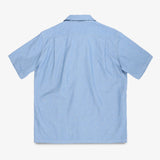 Iron Heart | IHSH-447-SAX | 5oz Cotton Linen Open Collar Short Sleeve Shirt - Sax Blue