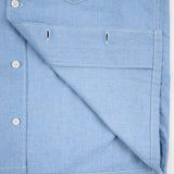Iron Heart | IHSH-447-SAX | 5oz Cotton Linen Open Collar Short Sleeve Shirt - Sax Blue