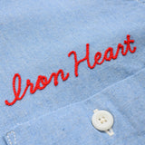 Iron Heart | IHSH-447-SAX | 5oz Cotton Linen Open Collar Short Sleeve Shirt - Sax Blue