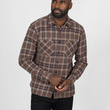 Iron Heart |  IHSH-430-BRN | Slubby Heavy Flannel Check Work Overshirt | Brown