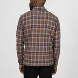 Iron Heart |  IHSH-430-BRN | Slubby Heavy Flannel Check Work Overshirt | Brown