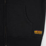 Iron Heart |  IHSW-82L-BLK | 14oz Ultra Heavyweight Loopwheel Cotton Zip Up Hoodie | Black
