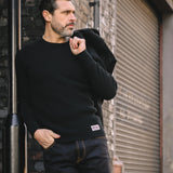 Iron Heart | IHTL-1301-BLK | Waffle Knit Long Sleeved Crew Neck Thermal Top | Black