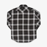 Iron Heart | IHSH-439-BLK | 9oz Selvedge Flannel Check Western Shirt - Black