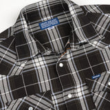 Iron Heart | IHSH-439-BLK | 9oz Selvedge Flannel Check Western Shirt - Black
