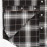 Iron Heart | IHSH-439-BLK | 9oz Selvedge Flannel Check Western Shirt - Black