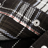 Iron Heart | IHSH-439-BLK | 9oz Selvedge Flannel Check Western Shirt - Black