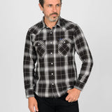 Iron Heart | IHSH-439-BLK | 9oz Selvedge Flannel Check Western Shirt - Black
