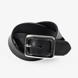 Iron Heart |  IHB-08-BLK | Heavy Duty "Tochigi" Leather Belt with Nickel Plated Garrison Buckle | Black