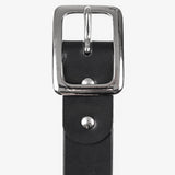 Iron Heart |  IHB-08-BLK | Heavy Duty "Tochigi" Leather Belt with Nickel Plated Garrison Buckle | Black