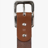 Iron Heart |  IHB-08-BRN | Heavy Duty "Tochigi" Leather Belt with Nickel Plated Garrison Buckle | Brown