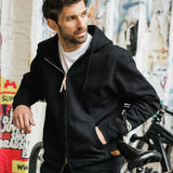 Iron Heart |  IHSW-82L-BLK | 14oz Ultra Heavyweight Loopwheel Cotton Zip Up Hoodie | Black