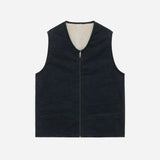 3sixteen | Reversible Work Vest | Black Canvas Ecru Wool Sherpa