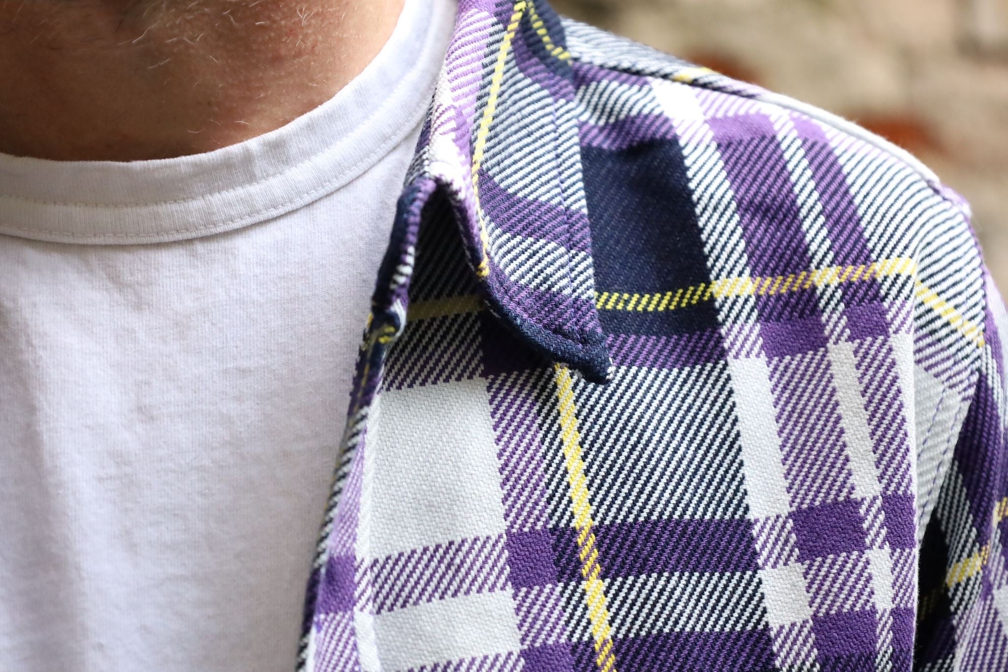 Iron Heart | IHSH-382-PUR | 9oz Selvedge American Check Work Shirt | Purple