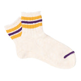 Anonymous Ism | Stripes short slub socks | Ivory x yellow x purple | one size