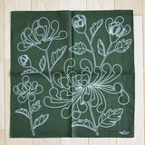 Kobahi Studio | Chrysanthemum Bandana | Olive green “Miru-iro” | BN53OG