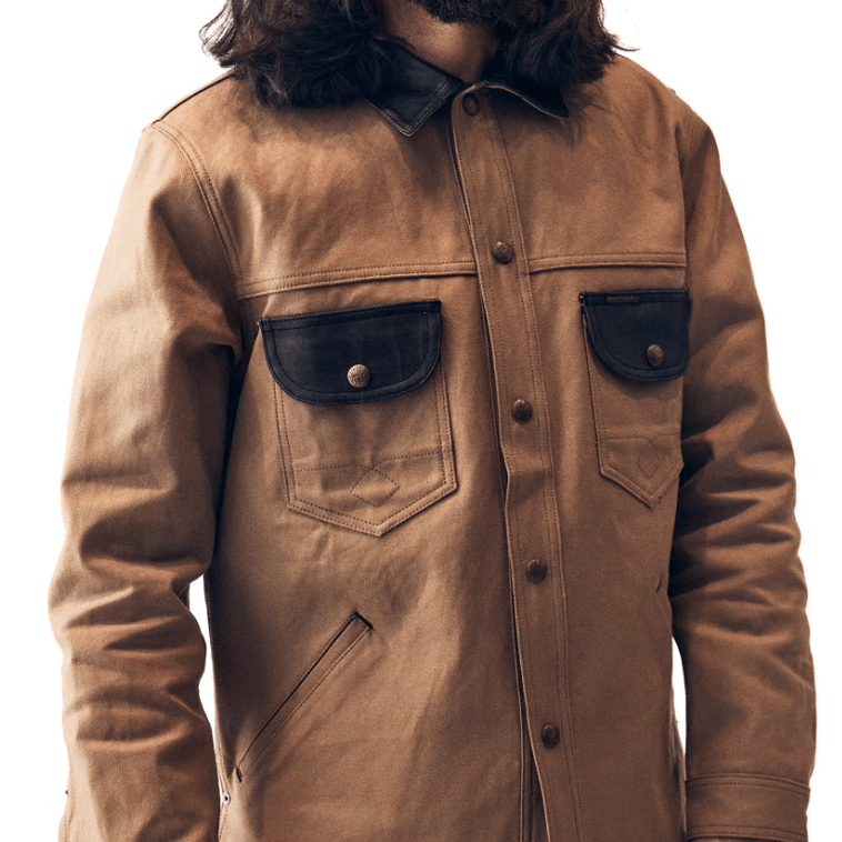 Indigofera | Fargo Trucker | Military Serge with Leather