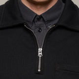 Merz b. Schwanen | ZIP03.99.8 | Authentic Fleece Polo Collared Half-Zip | Sweatshirt | Black