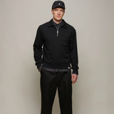 Merz b. Schwanen | ZIP03.99.8 | Authentic Fleece Polo Collared Half-Zip | Sweatshirt | Black