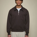 Merz b. Schwanen | ZIP03.199 | Authentic Fleece Polo Collared Half-Zip | Sweatshirt  | Espresso