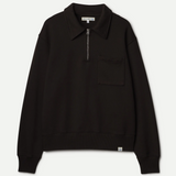 Merz b. Schwanen | ZIP03.199 | Authentic Fleece Polo Collared Half-Zip | Sweatshirt  | Espresso