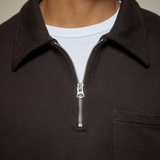 Merz b. Schwanen | ZIP03.199 | Authentic Fleece Polo Collared Half-Zip | Sweatshirt  | Espresso