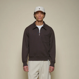 Merz b. Schwanen | ZIP03.199 | Authentic Fleece Polo Collared Half-Zip | Sweatshirt  | Espresso