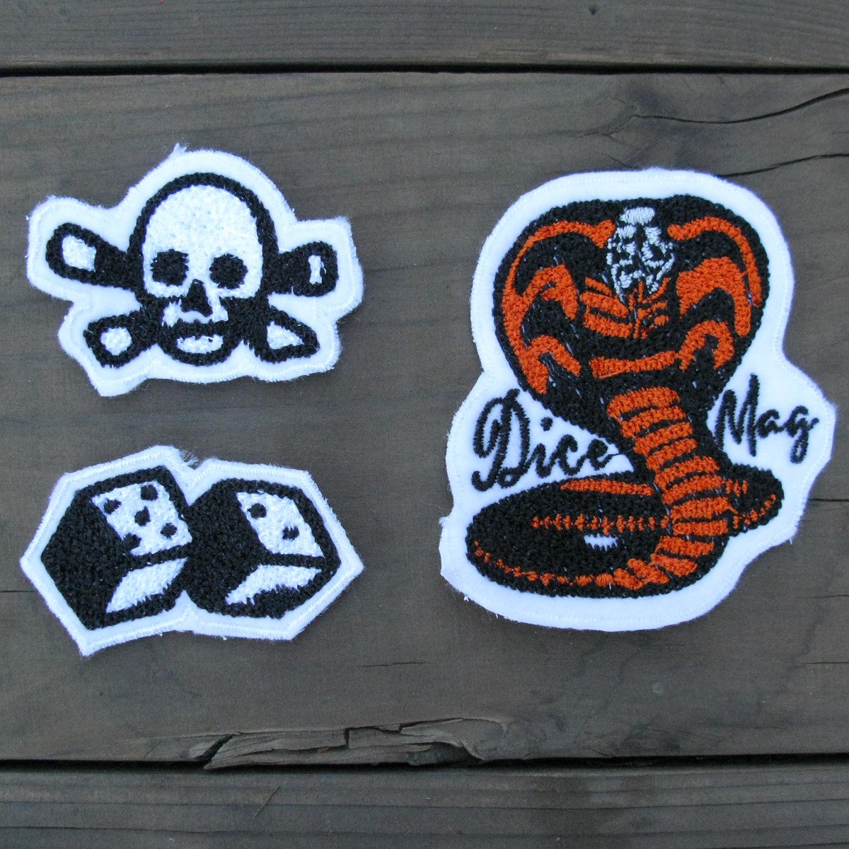 Dice Magazine | chain stitched patches | three pack