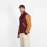 Dehen 1920 | Varsity Jacket | Burgundy / Navy & Scarlet / Rust