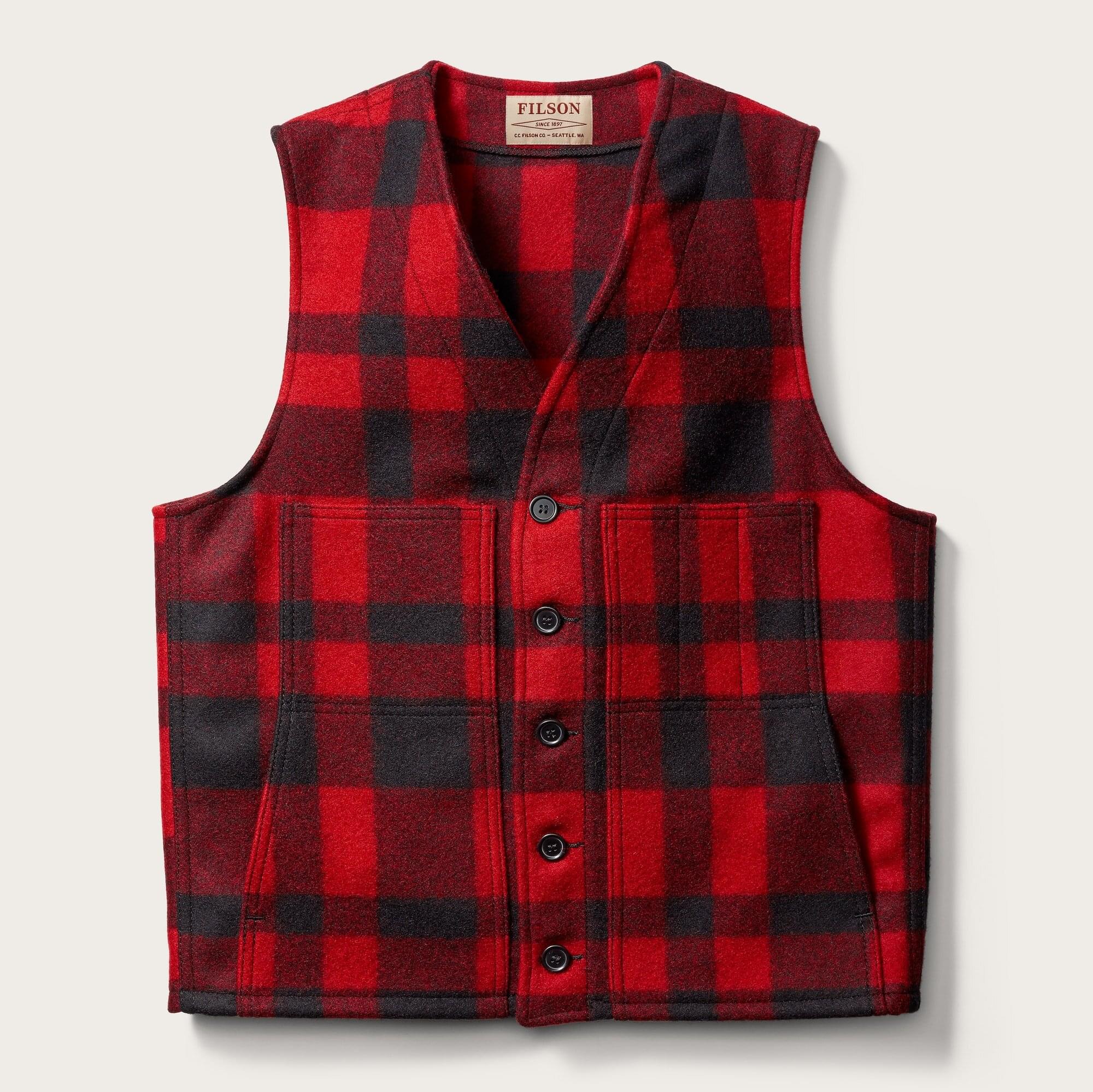 Filson | Mackinaw Wool Vest | 26oz Mackinaw Wool | Red/Black Plaid