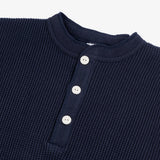 Iron Heart |  IHTL-1213-NAV | Waffle Knit Long Sleeved Thermal Henley | Navy