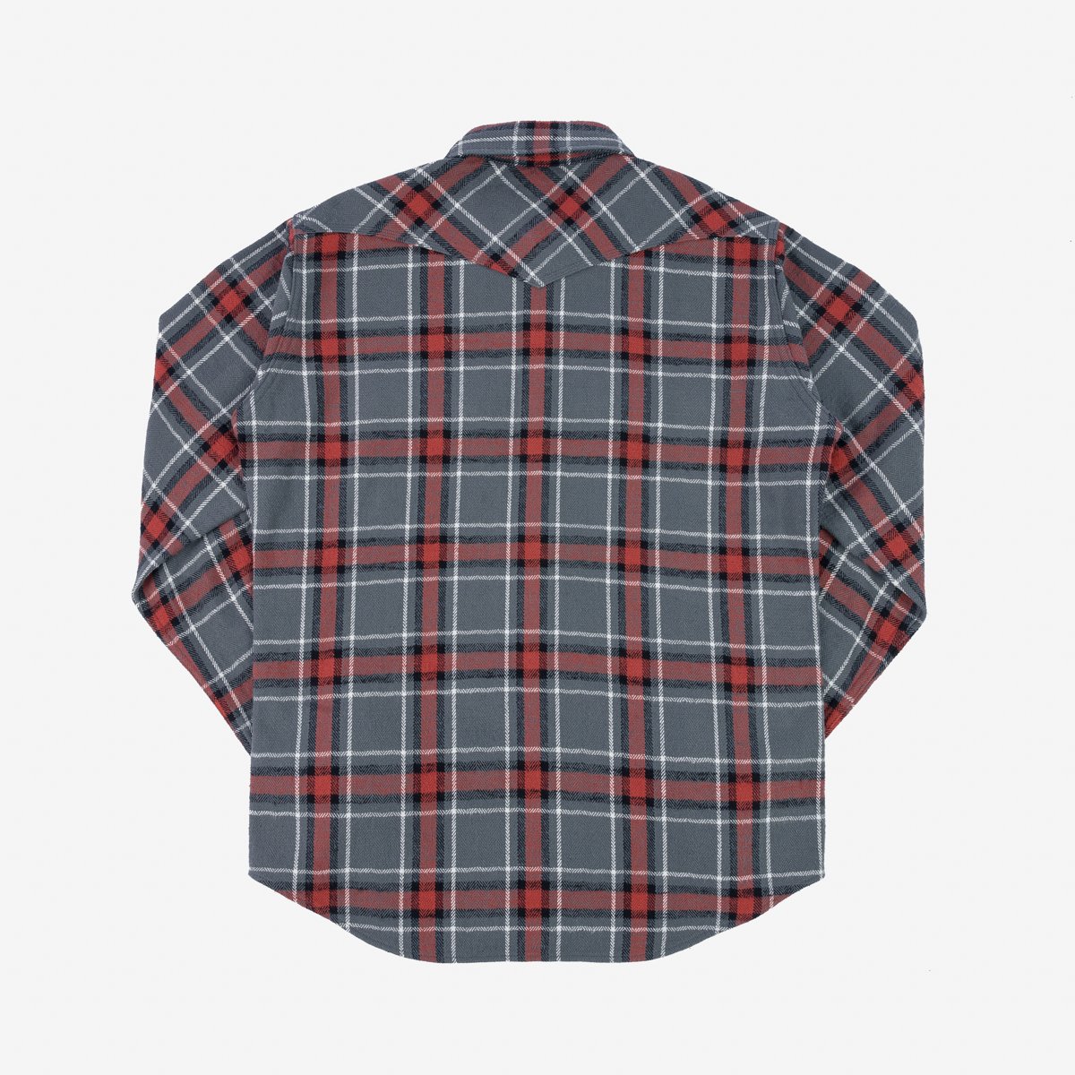 Iron Heart | IHSH-369-GRY | 12oz Slub Yarn | Heavy Flannel Herringbone Check Western Shirt | Grey