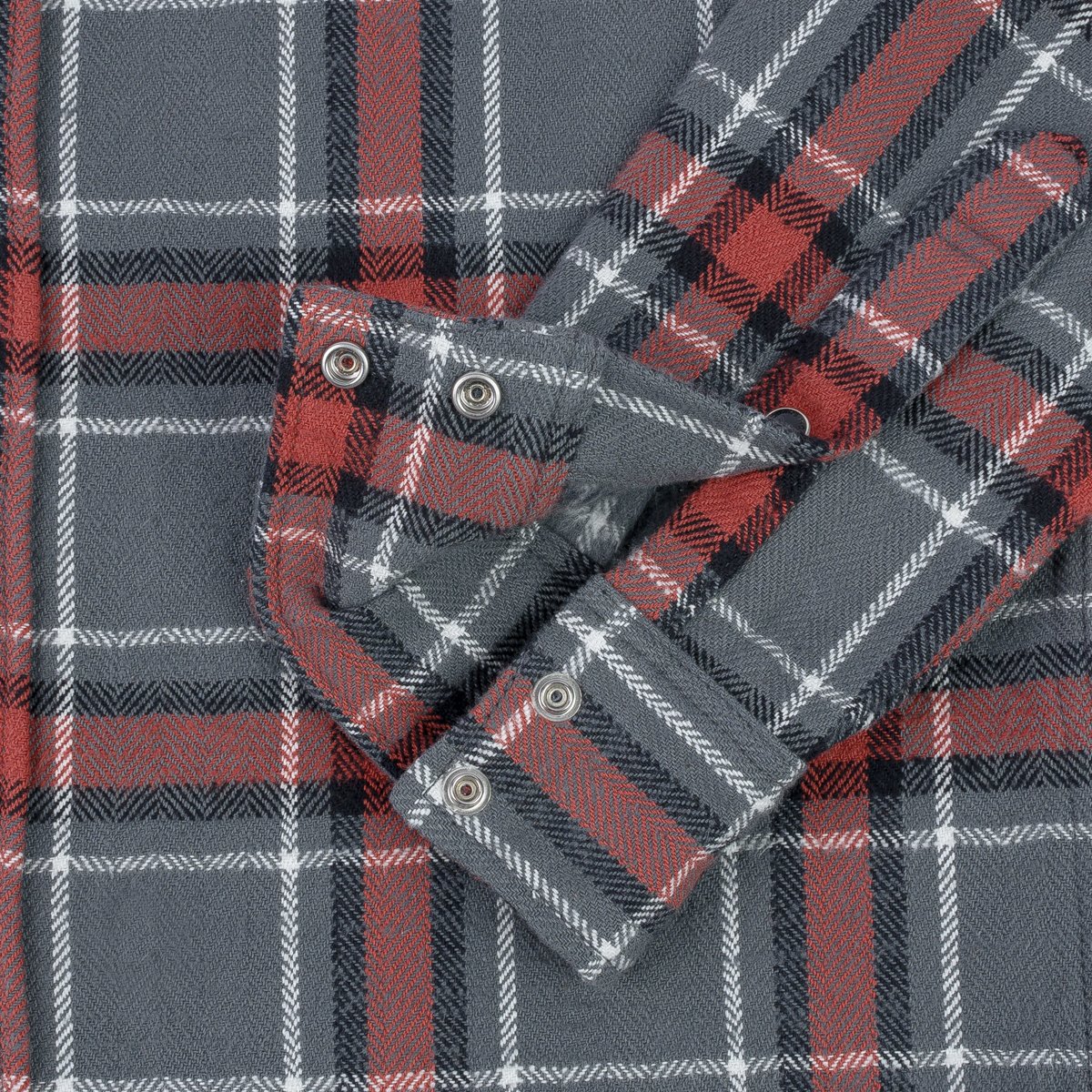 Iron Heart | IHSH-369-GRY | 12oz Slub Yarn | Heavy Flannel Herringbone Check Western Shirt | Grey