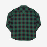 Iron Heart | IHSH-373-GRN | Ultra Heavy Flannel Ombré Check Western Shirt | Green